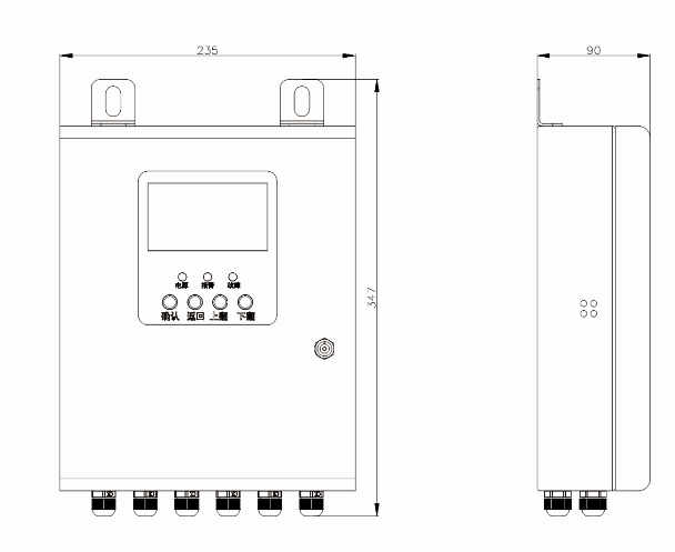 AGS3000地下車庫一氧化碳監(jiān)測控制器尺寸圖